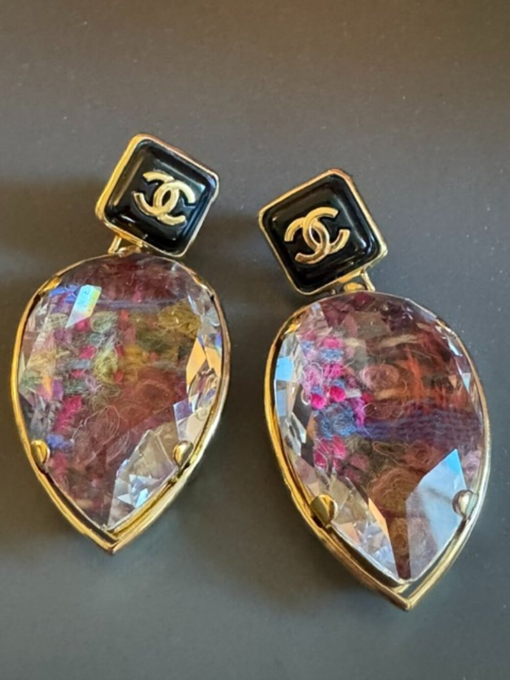 Chanel Fall/Winter 2022 Runway Tweed Drop Earrings Ultra Rare Collectors NIB